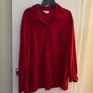 Talbots Stretch Red Button Up Top 2X Velvety Soft